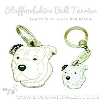 Staffie ID Tag (White with Black Ear)